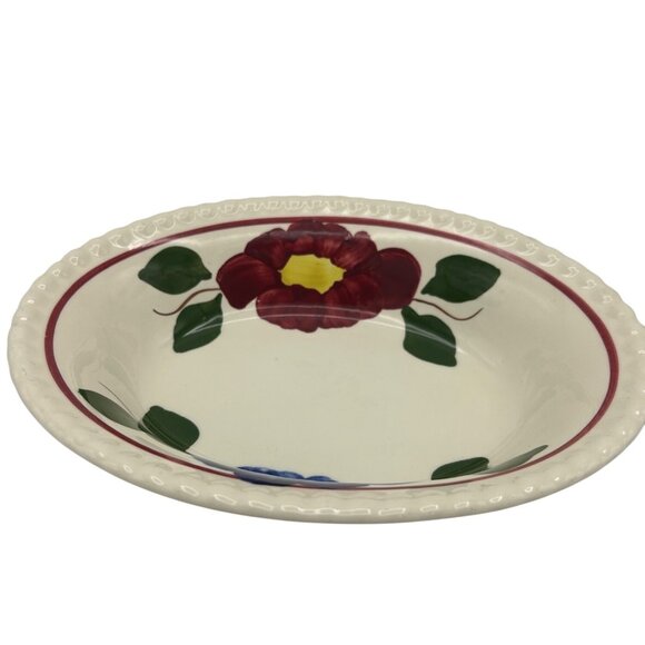 Blue Ridge Pottery Oval Serving Bowl Pom Pom Hand Painted Countrycore USA Vtg - Picture 1 of 4